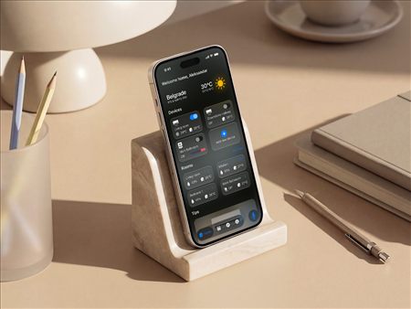 Smart home dashboard interface displayed on a phone